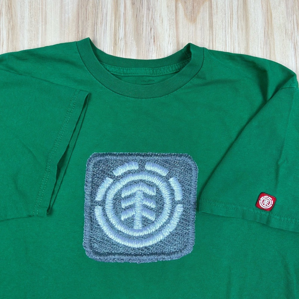 Vintage Y2K Element Skate T‎ Shirt 100% Cotton Medium Green Short Sleeve`
